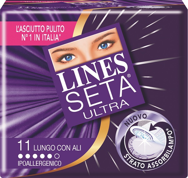 ASSORBENTE LINES SETA ULTRA LUNGO CON ALI 11 PEZZI - Farmacia Mastrangelo 