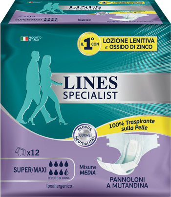 LINES SPECIALIST PANNOLONE A MUTANDA MEDIA 12 PEZZI - Farmacia Mastrangelo 