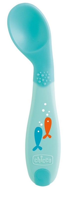 CHICCO CUCCHIAIO ANGOLATO 8M+ AZZURRO - Farmacia Mastrangelo 