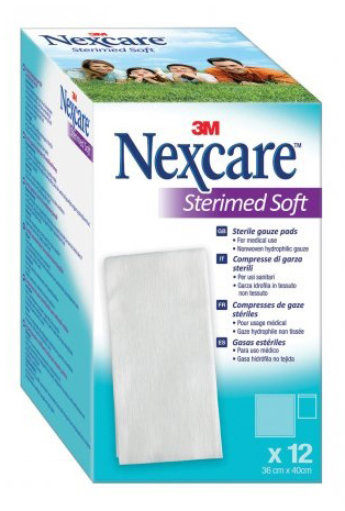GARZA COMPRESSA STERILE NEXCARE STERIMED SOFT 18X40 CM MUL TILINGUAL 12 PEZZI - Farmacia Mastrangelo 