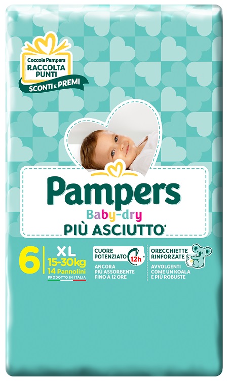 PAMPERS BABY DRY DWCT XL 14 PEZZI - Farmacia Mastrangelo 