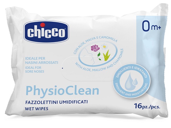CHICCO FAZZOLETTINI UMIDIFICATI PHYSIOCLEAN 16 PEZZI - Farmacia Mastrangelo 