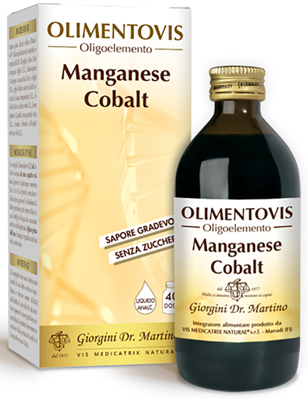OLIMENTOVIS OLIGOELEMENTO MANGANESE COBALT LIQUIDO ANALCOLICO SENZA ZUCCHERI 200 ML 40 DOSI - Farmacia Mastrangelo 
