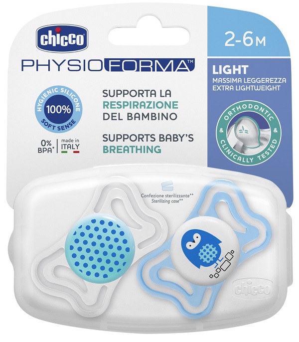 CHICCO SUCCHIETTO LIGHT BOY SILICONE 2-6 MESI 2 PEZZI - Farmacia Mastrangelo 