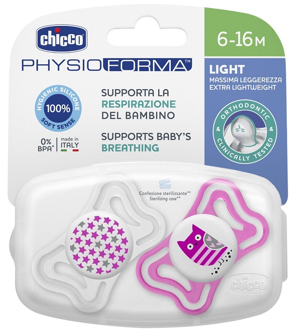 CHICCO SUCCHIETTO LIGHT GIRL SILICONE 6-16 MESI 2 PEZZI - Farmacia Mastrangelo 