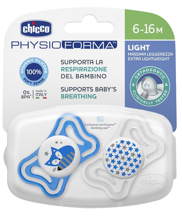 CHICCO SUCCHIETTO LIGHT BOY SILICONE 6-16 MESI 2 PEZZI - Farmacia Mastrangelo 