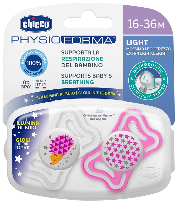CHICCO SUCCHIETTO LIGHT LUM SILICONE 16-36 MESI 2 PEZZI - Farmacia Mastrangelo 