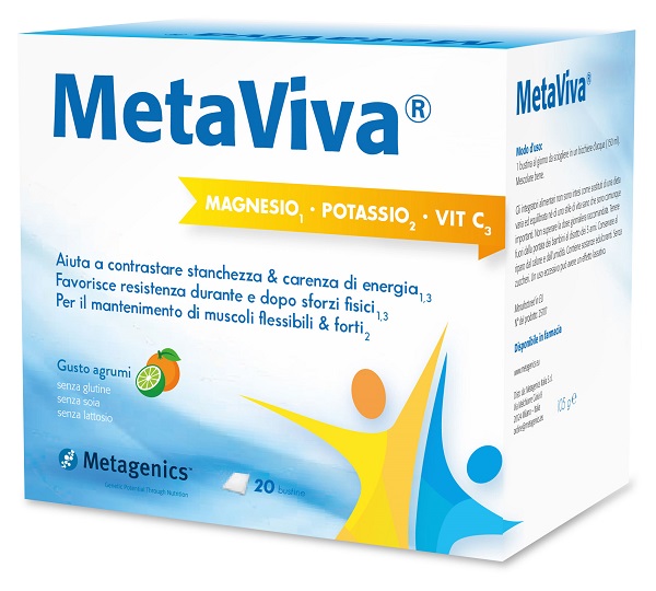 METAVIVA MAGNESIO POTASSIO VITAMINA C 20 BUSTINE - Farmacia Mastrangelo 