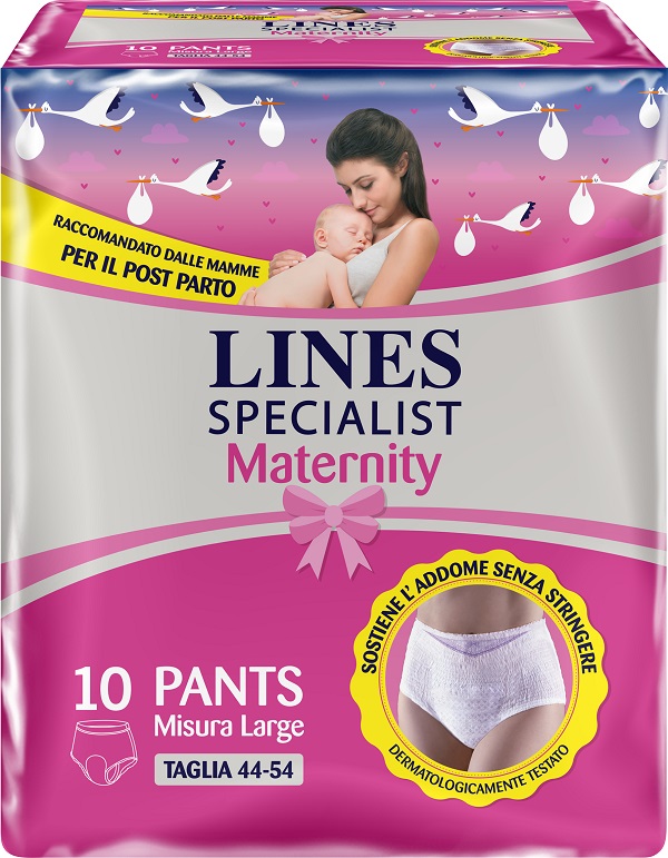 LINES SPECIALIST MATERNITY MUTANDINA ASSORBENTE PER PERDITE POST PARTO MISURA LARGE 10 PEZZI - Farmacia Mastrangelo 