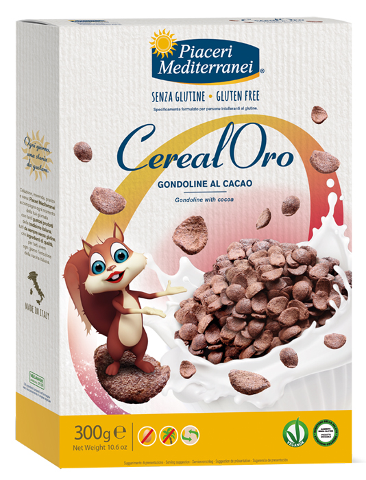 PIACERI MEDITERRANEI CEREALORO GONDOLINE CACAO 300 G - Farmacia Mastrangelo 