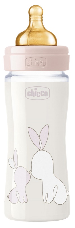 CHICCO BIBERON ORIGINAL 240ML VETRO 1 FORO 1 FORO GIRL CON TETTARELLA IN CAUCCIU' - Farmacia Mastrangelo 