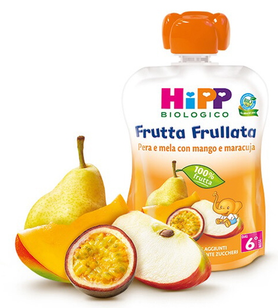 HIPP BIO FRUTTA FRULLATA PERA/MELA CON MANGO E MARACUJA 90 G - Farmacia Mastrangelo 
