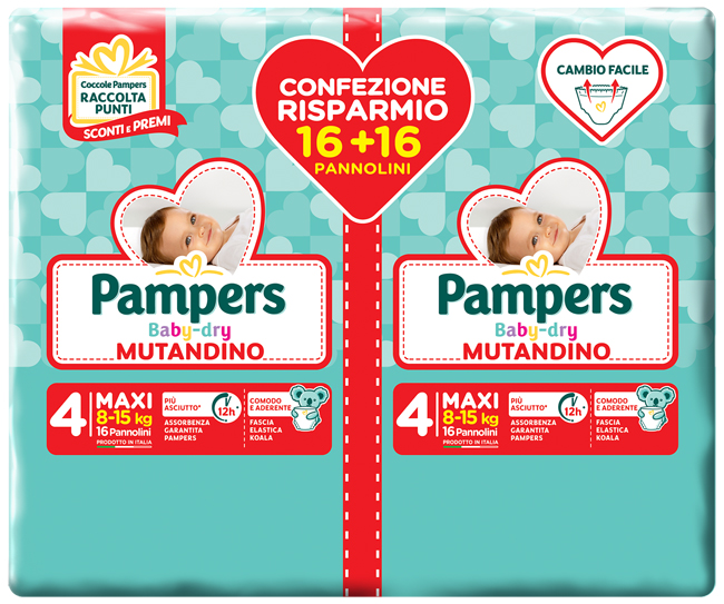 PAMPERS BABY DRY PANNOLINO A MUTANDINA DUO DOWNCOUNT MAXI 32 PEZZI - Farmacia Mastrangelo 