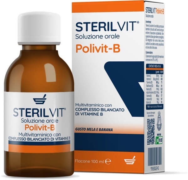 STERILVIT POLIVIT-B SOLUZIONE ORALE GUSTO MELA BANANA 100 ML - Farmacia Mastrangelo 