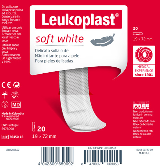 LEUKOPLAST SOFT WHITE 72 X 19 CM 20 PEZZI - Farmacia Mastrangelo 