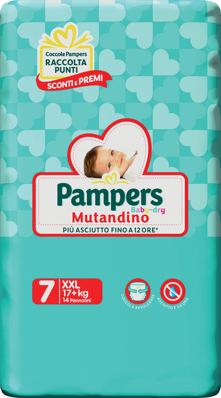 PAMPERS BABY DRY PANNOLINI A MUTANDINA TAGLIA XXL 14 PEZZI - Farmacia Mastrangelo 
