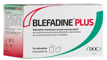 BLEFADINE PLUS 14 SALVIETTE PER DETERSIONE PERIOCULARE + 1 COMPRESSA RISCALDABILE - Farmacia Mastrangelo 
