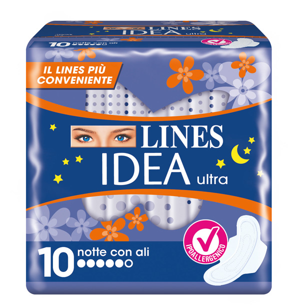 IDEA ULTRA ASSORBENTE NOTTE CON ALI 10 PEZZI - Farmacia Mastrangelo 