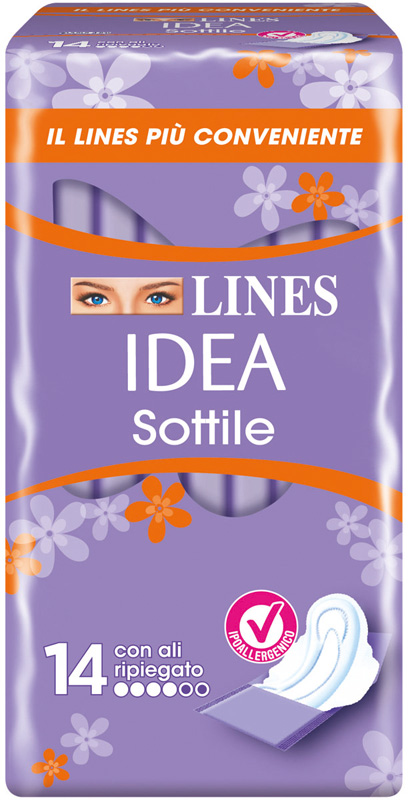 LINES IDEA ASSORBENTE SOTTILE RIPIEGATO CON ALI 14 PEZZI - Farmacia Mastrangelo 