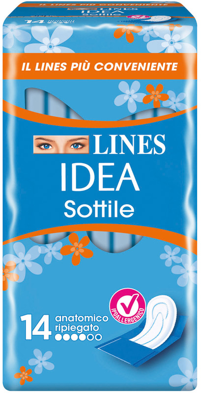 LINES IDEA ASSORBENTE SOTTILE RIPIEGATO ANATOMICO 14 PEZZI - Farmacia Mastrangelo 
