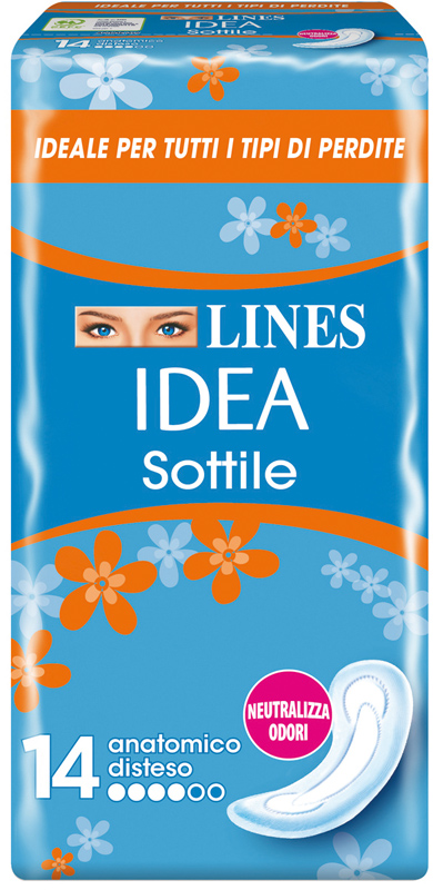 LINES IDEA ASSORBENTE SOTTILE DISTESO ANATOMICO 14 PEZZI - Farmacia Mastrangelo 