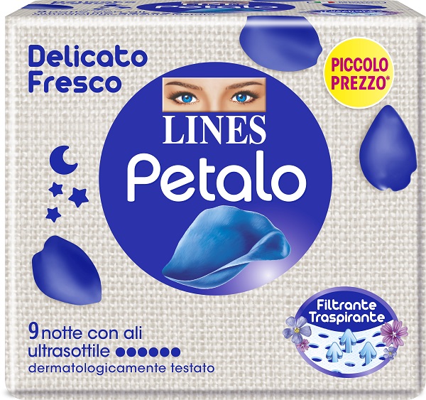 LINES PETALO BLU ASSORBENTE NOTTE 9 PEZZI - Farmacia Mastrangelo 