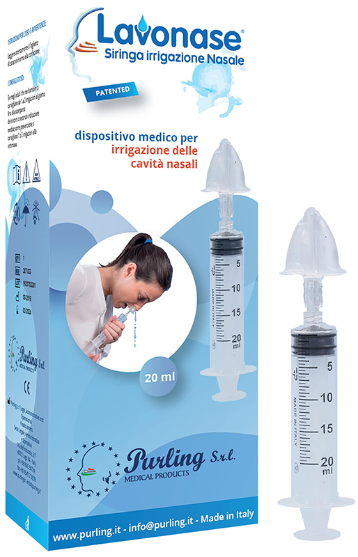 LAVONASE IRRIGAZIONE NASALE NON STERILE SIRINGA 20 ML + LUER-LOCK CON CAPPUCCIO + UGELLO NASALE CON RACCORDO LUER-LOCK + PERFORATORE CON VALVOLA NON RITORNO CON TAPPO - Farmacia Mastrangelo 