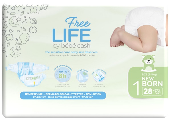 FREELIFE BY BEBECASH PANNOLINI NEW BORN TAGLIA 1 2-4 KG GIROVITA 30-41 CM 28 PEZZI - Farmacia Mastrangelo 