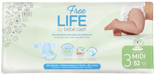 FREELIFE BY BEBECASH PANNOLINI MIDI TAGLIA 3 4-9 KG GIROVITA 35-56 CM 52 PEZZI - Farmacia Mastrangelo 