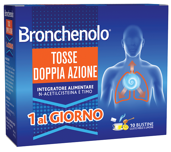 BRONCHENOLO TOSSE DOPPIA AZIONE 10 BUSTINE - Farmacia Mastrangelo 