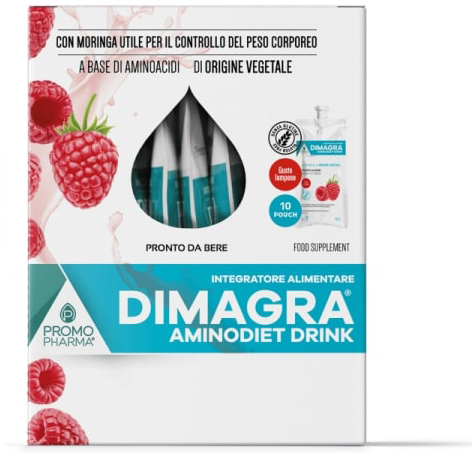 DIMAGRA AMINODIET DRINK LAMPONE 10 POUCH DA 80 G - Farmacia Mastrangelo 