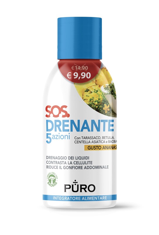 PURO DRENANTE 5 AZIONI CON BAOBAB GUSTO ANANAS 500 ML - Farmacia Mastrangelo 