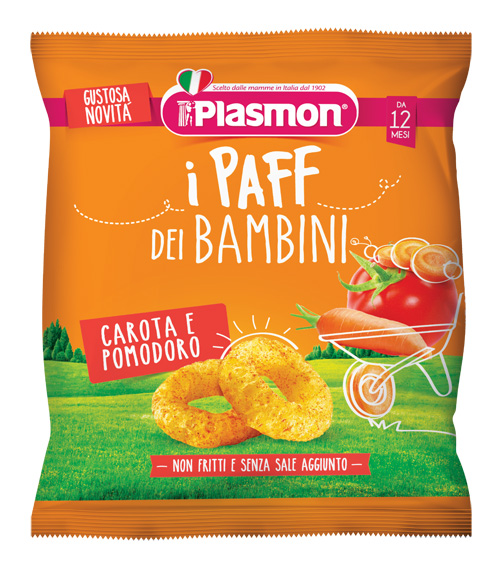 PLASMON DRY SNACK PAFF CAROTA POMODORO 15 G - Farmacia Mastrangelo 