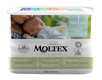 PANNOLINI MOLTEX PURE & NATURE NEW BORN 2-5 KG TAGLIA 1 22 PEZZI - Farmacia Mastrangelo 