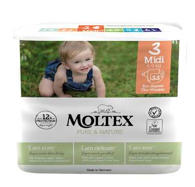 PANNOLINI MOLTEX PURE & NATURE MIDI 4-9 KG TAGLIA 3 33 PEZZI - Farmacia Mastrangelo 