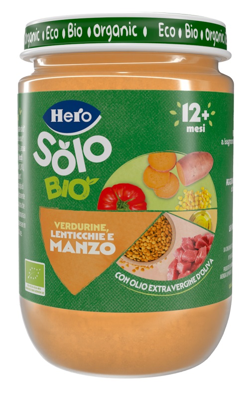HERO SOLO OMOGENEIZZATO VERDURINE LENTICCHIE MANZO 100% BIO 190 G - Farmacia Mastrangelo 