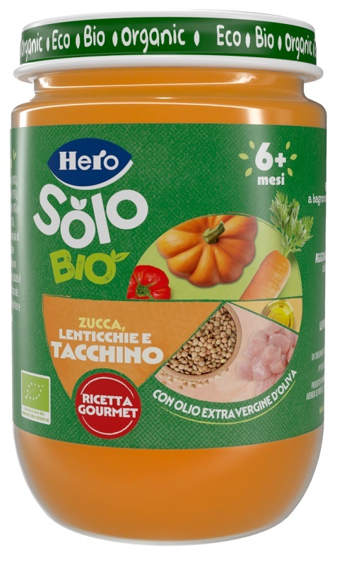 HERO SOLO OMOGENEIZZATO ZUCCHINE LENTICCHIE TACCHINO 100% BIO 190G - Farmacia Mastrangelo 