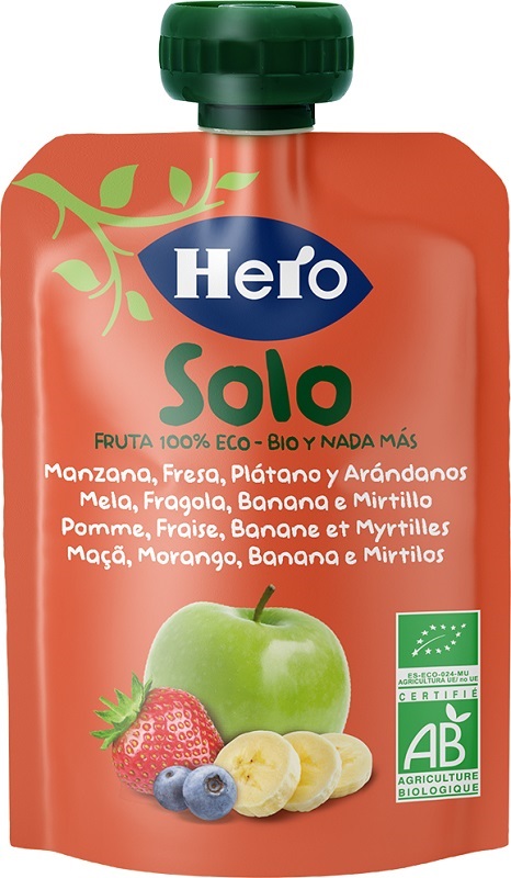 HERO SOLO FRUTTA FRULLATA 100% BIO MELA BANANA FRAGOLA 100 G - Farmacia Mastrangelo 