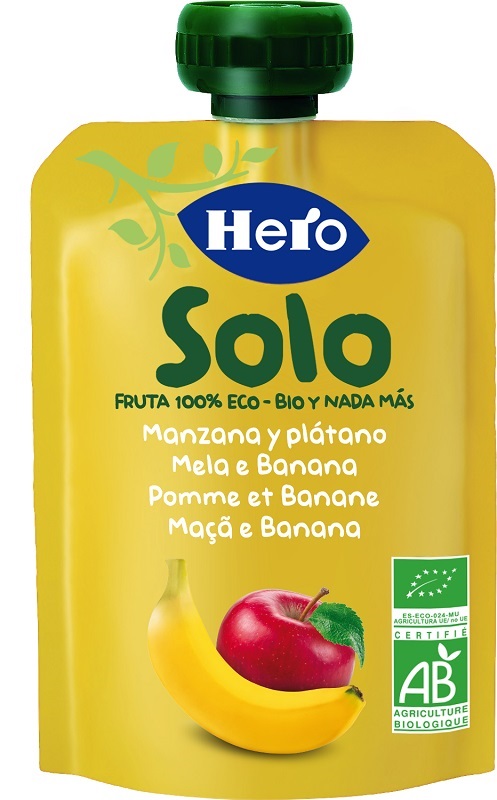 HERO SOLO FRUTTA FRULLATA 100% BIO MELA/BANANA 100 G - Farmacia Mastrangelo 