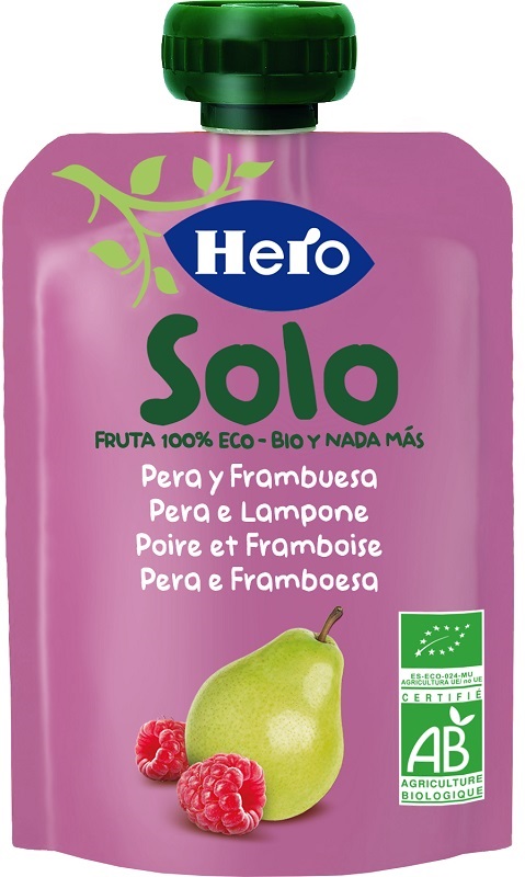HERO SOLO FRUTTA FRULLATA 100% BIO PERA E LAMPONE 100 G - Farmacia Mastrangelo 