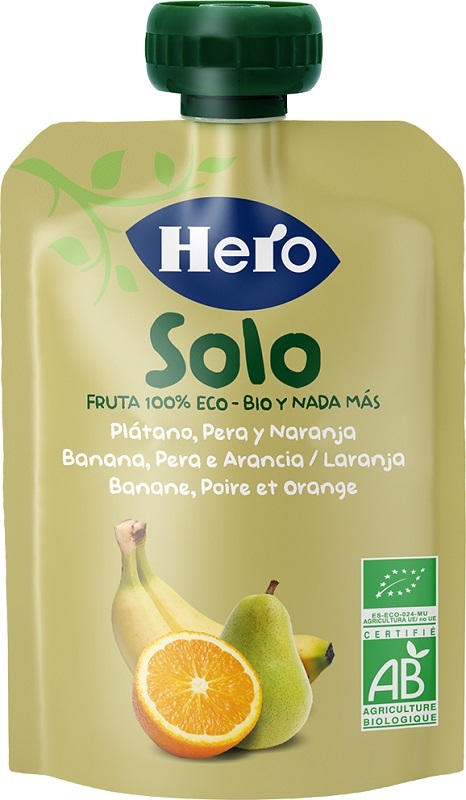 HERO SOLO FRUTTA FRULLATA 100% BIO BANANA PERA ARANCIA 100 G - Farmacia Mastrangelo 