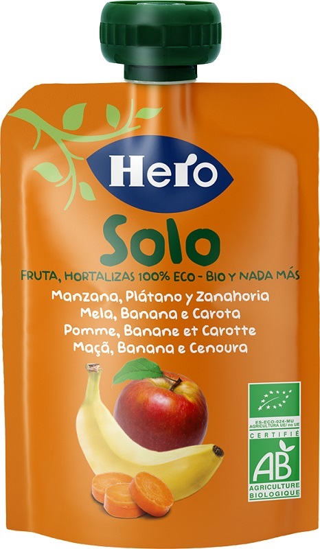 HERO SOLO FRUTTA FRULLATA 100% BIO MELA BANANA CAROTA 100 G - Farmacia Mastrangelo 
