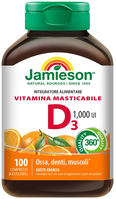 JAMIESON VITAMINA D MASTICABILE ARANCIA 100 COMPRESSE - Farmacia Mastrangelo 