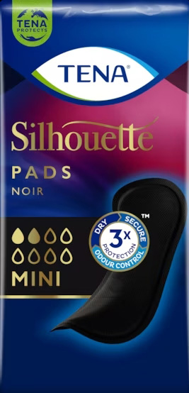 ASSORBENTE NERO INCONTINENZA LEGGERA TENA SILHOUETTE NOIR MINI 18 PEZZI - Farmacia Mastrangelo 