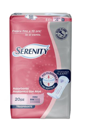 SERENITY ASSORBENTE ANATOMICO CON ALOE FLEXIT MINI 20 PEZZI - Farmacia Mastrangelo 