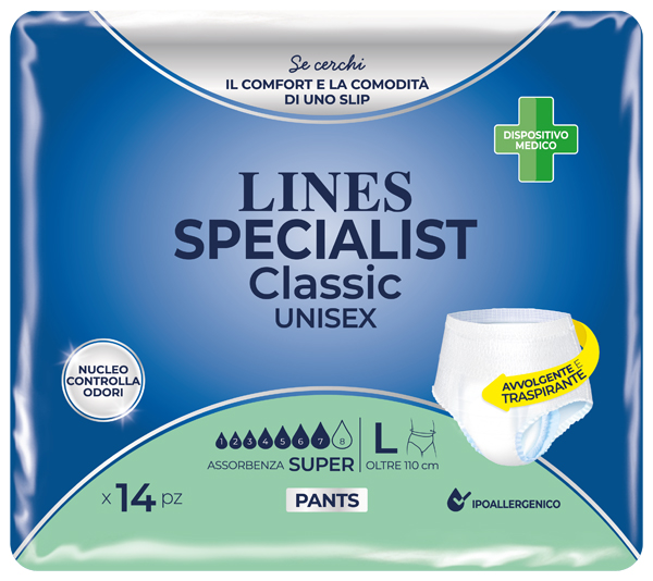 PANNOLONE A MUTANDA LINES SPECIALIST CLASSIC PANTS SUPER L 14 PEZZI - Farmacia Mastrangelo 