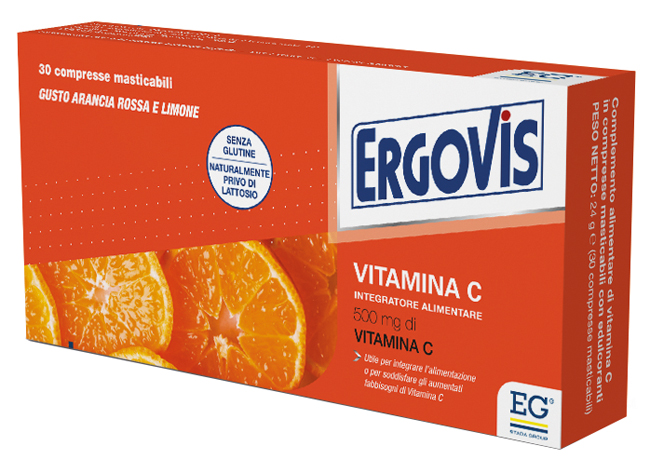ERGOVIS VITAMINA C 500MG 30 COMPRESSE MASTICABILI - Farmacia Mastrangelo 