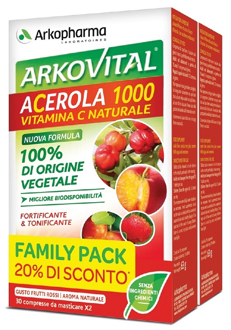 ARKOVITAL ACEROLA 1000 PACK FAMILY 60 COMPRESSE - Farmacia Mastrangelo 
