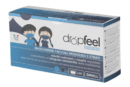 MASCHERINA USO MEDICO DROPFEEL PHARMA MONOUSO SMALL TIPO II BLU NAVY E AZZURO 20 PEZZI - Farmacia Mastrangelo 