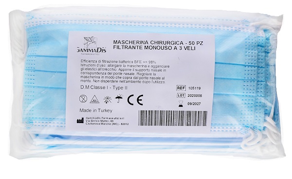 MASCHERINA CHIRURGICA 50 PEZZI GAMMADIS - Farmacia Mastrangelo 